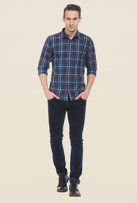 Basics Brown & Blue Checks Shirt Basics Brown & Blue Checks Shirt