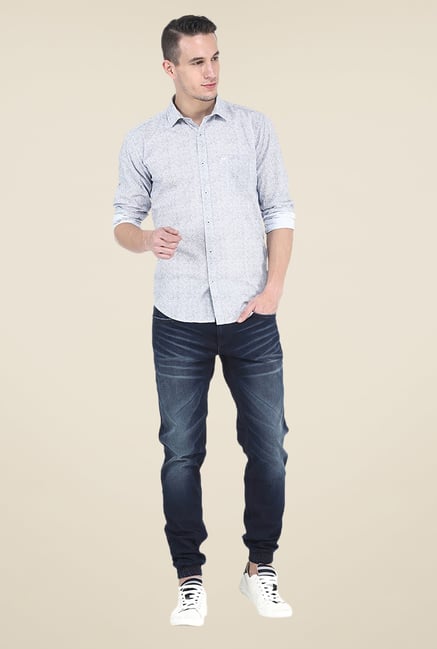 Basics Blue Printed Shirt Basics Blue Printed Shirt