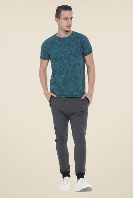 Basics Green Floral Print Crew Crew T Shirt Basics Green Floral Print Crew Crew T Shirt