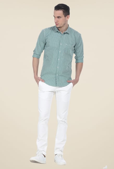 Basics Teal Checks Full Sleeve Shirt Basics Teal Checks Full Sleeve Shirt