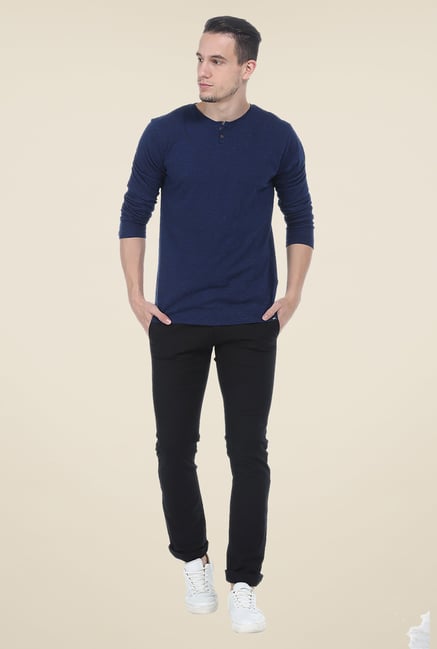 Basics Navy Textured T Shirt Basics Navy Textured T Shirt