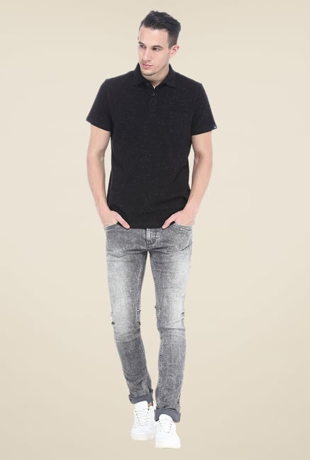 Basics Black Polo Printed T Shirt Basics Black Polo Printed T Shirt