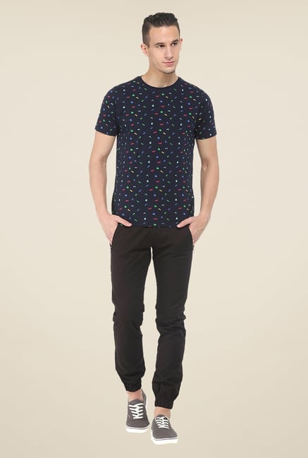 Basics Navy Printed Crew T Shirt Basics Navy Printed Crew T Shirt