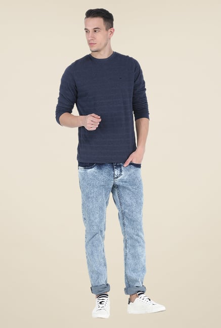 Basics Navy Striped Crew T Shirt Basics Navy Striped Crew T Shirt