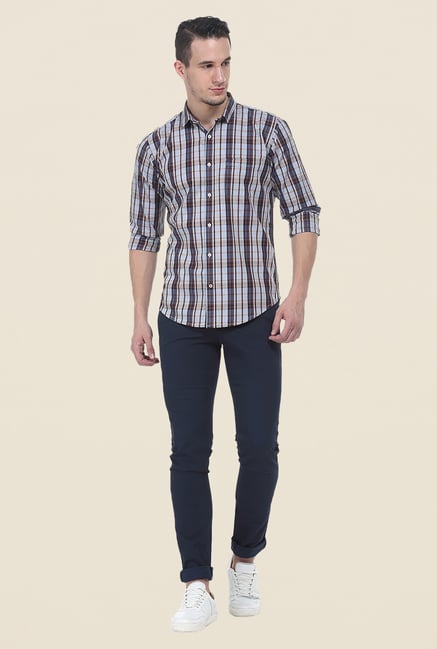 Basics Blue & Brown Checks Shirt Basics Blue & Brown Checks Shirt