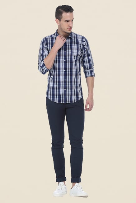 Basics Blue Slim Fit Cotton Shirt Basics Blue Slim Fit Cotton Shirt