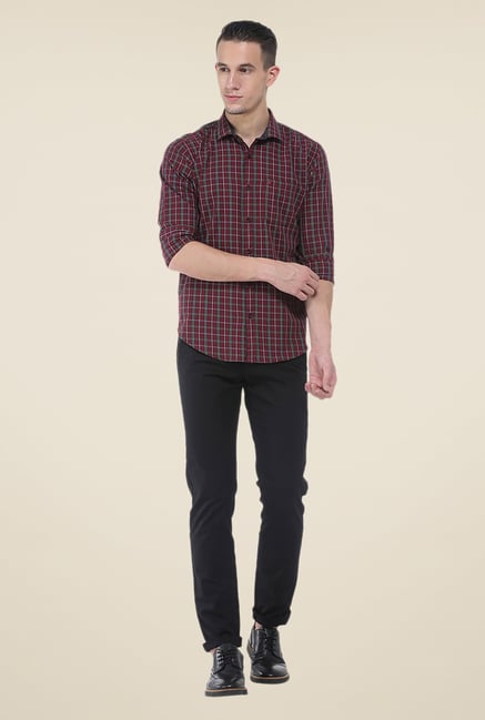 Basics Maroon Checks Full Sleeve Shirt Basics Maroon Checks Full Sleeve Shirt