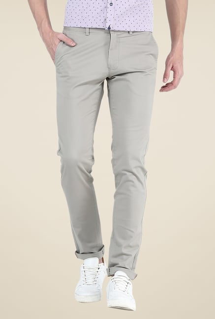 Basics Grey Solid Chinos Basics Grey Solid Chinos