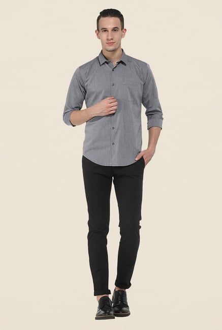 Basics Black Solid Tapered chinos Basics Black Solid Tapered chinos