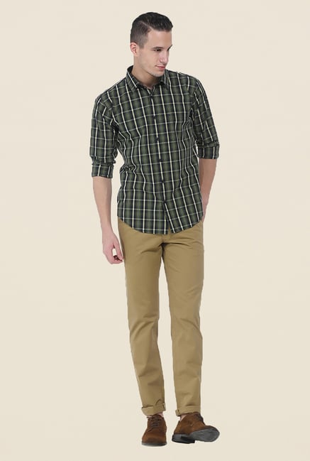 Basics Khaki Solid Chinos Basics Khaki Solid Chinos