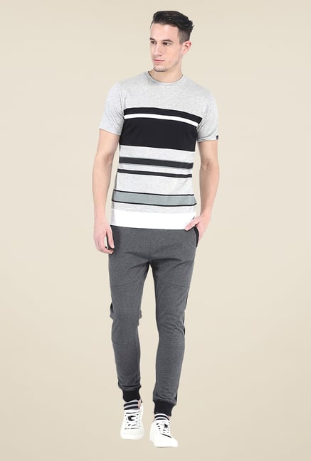 Basics Light Grey Striped Crew T Shirt Basics Light Grey Striped Crew T Shirt