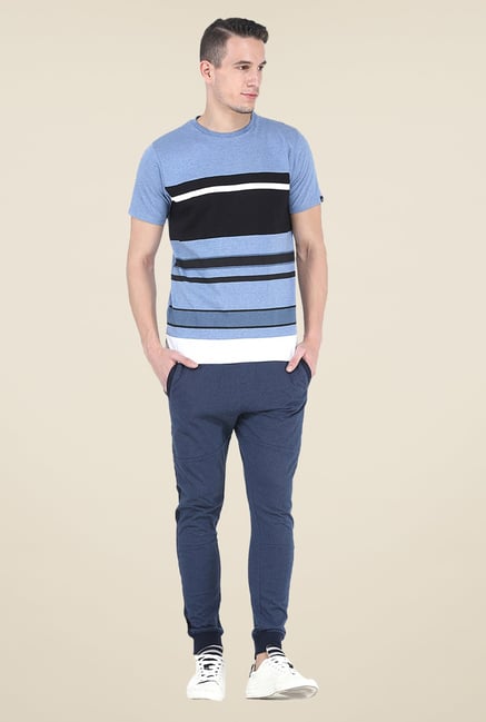 Basics Blue Striped Crew T Shirt Basics Blue Striped Crew T Shirt