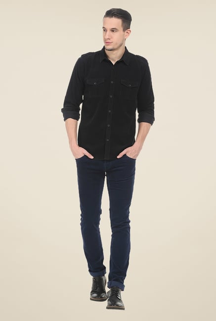 Basics Navy Solid Chinos Basics Navy Solid Chinos