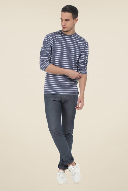 Basics Navy Textured Elastane Tapered Fit Chinos Basics Navy Textured Elastane Tapered Fit Chinos