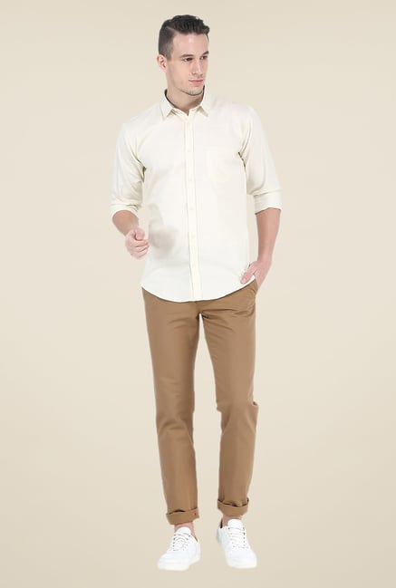 Basics Khaki Solid Chinos Basics Khaki Solid Chinos