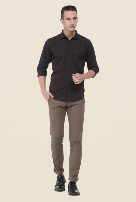 Basics Brown Solid Shirt Basics Brown Solid Shirt