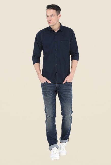 Basics Navy Solid Shirt Basics Navy Solid Shirt