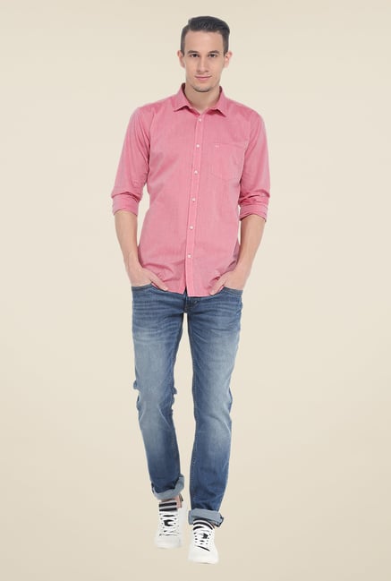 Basics Pink Textured Shirt Basics Pink Textured Shirt