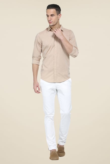 Basics Beige Solid Shirt Basics Beige Solid Shirt