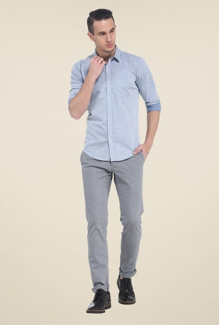Basics Blue Solid Full Sleeve Shirt Basics Blue Solid Full Sleeve Shirt