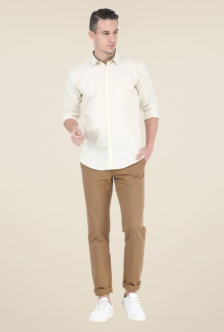 Basics Yellow Solid Slim Fit Shirt Basics Yellow Solid Slim Fit Shirt