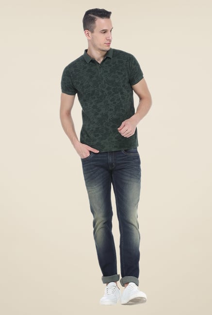 Basics Green Polo Printed T Shirt Basics Green Polo Printed T Shirt