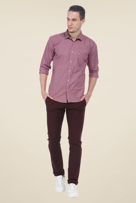 Basics Purple Textured Shirt Basics Purple Textured Shirt