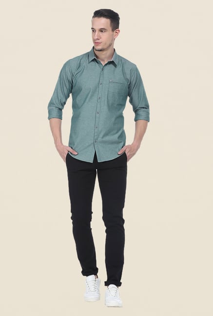 Basics Teal Striped Shirt Basics Teal Striped Shirt
