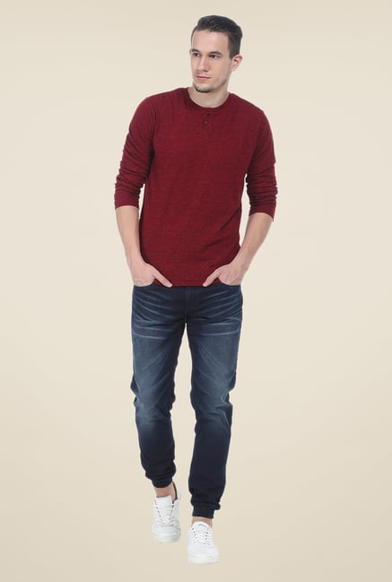 Basics Red Textured T Shirt Basics Red Textured T Shirt