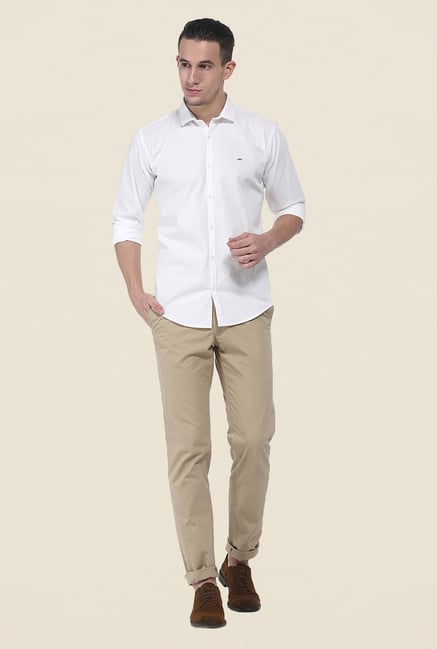 Basics Beige Solid Chinos Basics Beige Solid Chinos