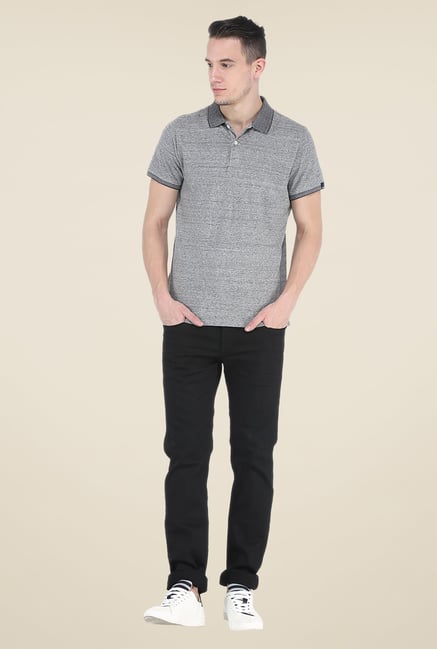 Basics Light Grey Polo Printed T Shirt Basics Light Grey Polo Printed T Shirt