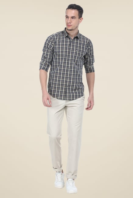 Basics Ecru Solid Herringbone Chinos Basics Ecru Solid Herringbone Chinos