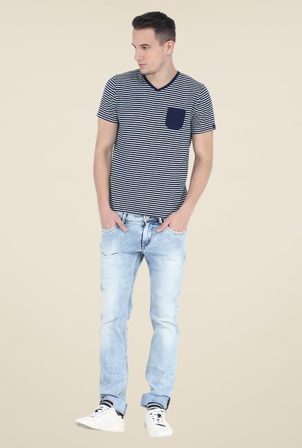 Basics Blue Striped T Shirt Basics Blue Striped T Shirt