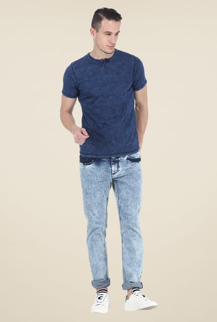 Basics Blue Printed T Shirt Basics Blue Printed T Shirt