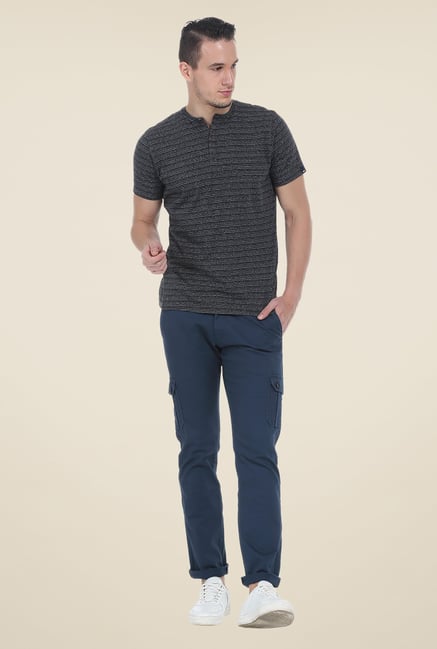 Basics Navy Herringbone Solid Cargos Basics Navy Herringbone Solid Cargos