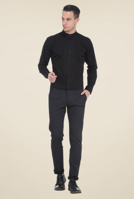 Basics Black Textured Tapered Fit Chinos Basics Black Textured Tapered Fit Chinos