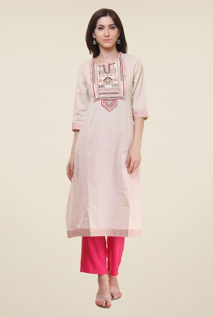 Shree Off White Embroidered Kurti Shree Off White Embroidered Kurti