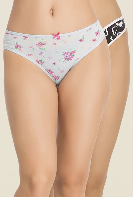 Clovia Aqua & Black Printed Bikini Panty (Pack of 2) Clovia Aqua & Black Printed Bikini Panty (Pack of 2)