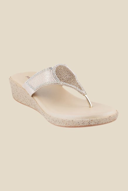 Mochi Golden Wedge Heeled Thong Sandals Mochi Golden Wedge Heeled Thong Sandals