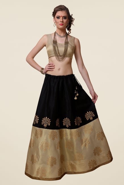 9rasa Black & Beige Printed Flared Skirt 9rasa Black & Beige Printed Flared Skirt