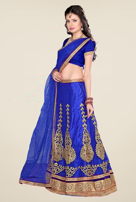 Occeanus Blue Net Semi Stitched Lehenga Set Occeanus Blue Net Semi Stitched Lehenga Set