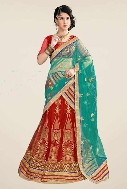 Occeanus Maroon Embroidered Net Semi Stitched Lehenga Set Occeanus Maroon Embroidered Net Semi Stitched Lehenga Set