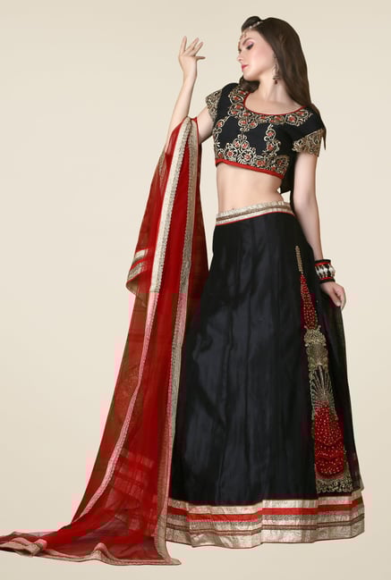 Occeanus Black Embroidered Net Lehenga Set Occeanus Black Embroidered Net Lehenga Set