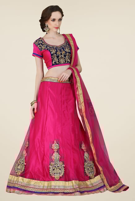 Occeanus Pink Embroidered Net Lehenga Set Occeanus Pink Embroidered Net Lehenga Set