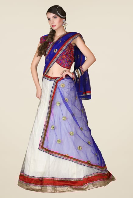 Occeanus Blue & White Embroidered Net Lehenga Set Occeanus Blue & White Embroidered Net Lehenga Set