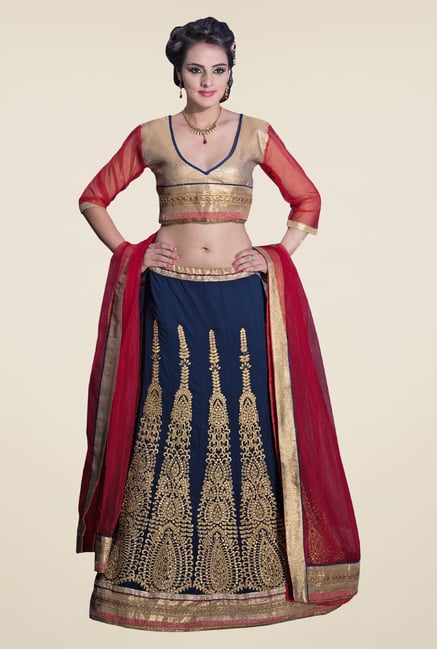 Occeanus Blue Embroidered Net Designer Lehenga Set Occeanus Blue Embroidered Net Designer Lehenga Set