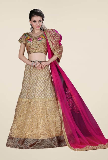 Occeanus Gold Embroidered Georgette Lehenga Set Occeanus Gold Embroidered Georgette Lehenga Set