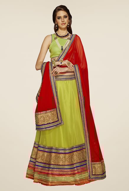 Occeanus Green Georgette Lehenga Set Occeanus Green Georgette Lehenga Set