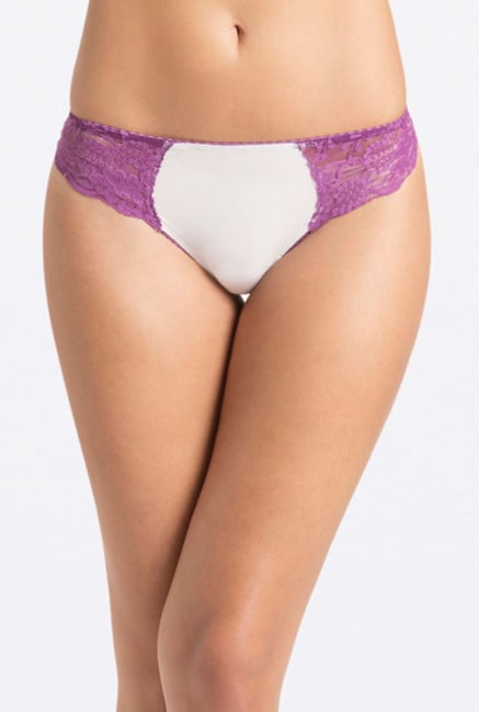 PrettySecrets White and Purple Lacy Thong PrettySecrets White and Purple Lacy Thong