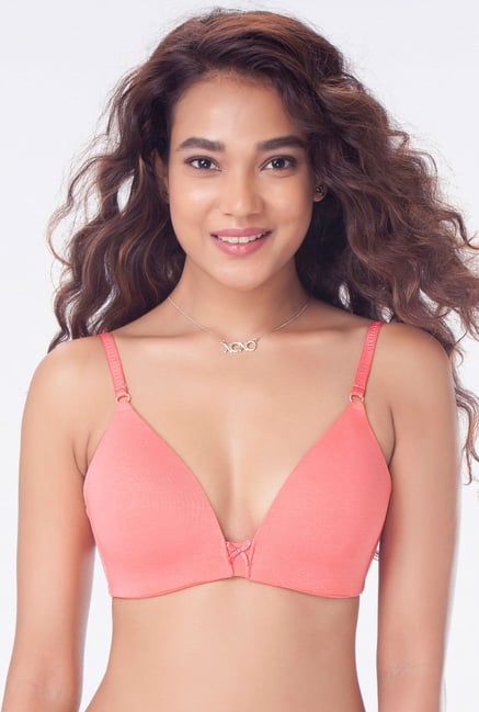 PrettySecrets Peach Padded Plunge Bra PrettySecrets Peach Padded Plunge Bra